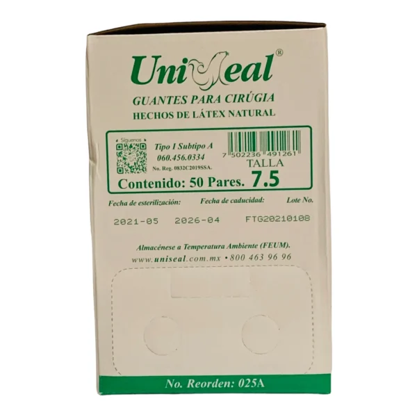 Guante P/Cirujano #7.5 Uniseal C/50P