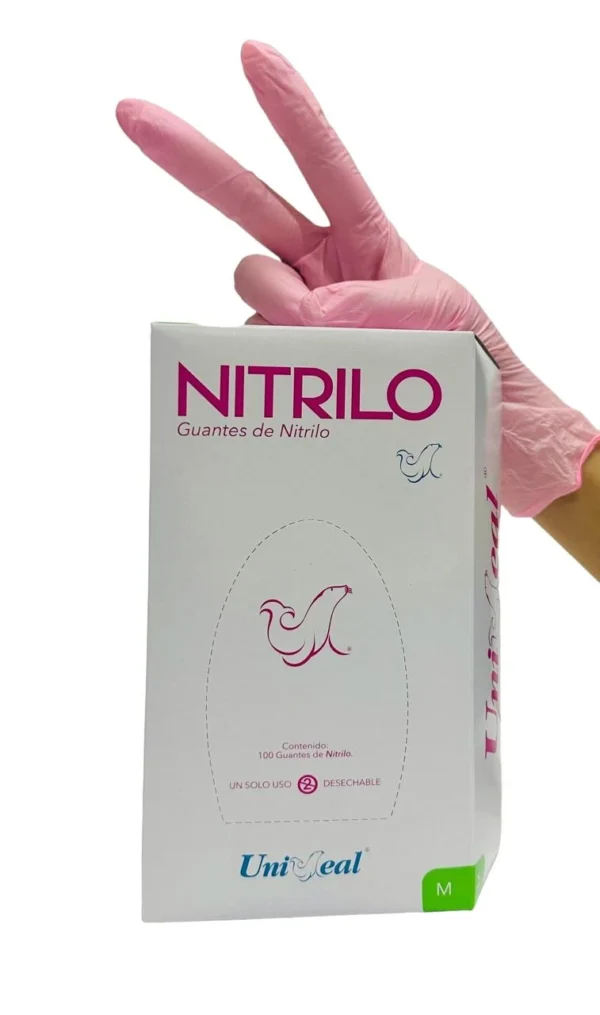 Guante Nitrilo Tex. N/Est.Med Rosa Unise - Imagen 2