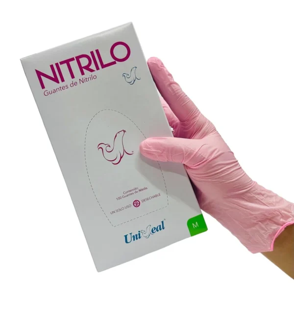 Guante Nitrilo Tex. N/Est.Med Rosa Unise - Imagen 3
