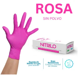 Guante Nitrilo Tex. N/Est.Med Rosa Unise