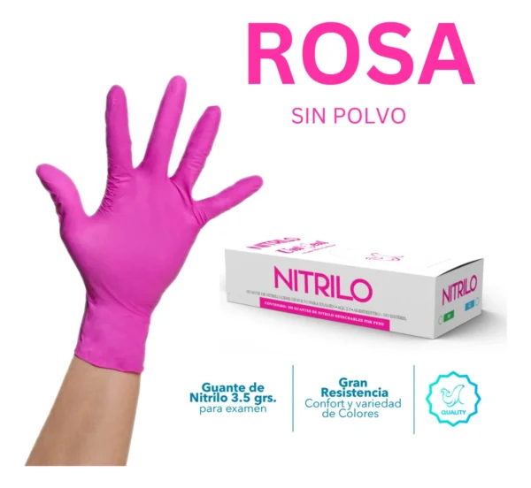 Guante Nitrilo Tex. N/Est.Med Rosa Unise