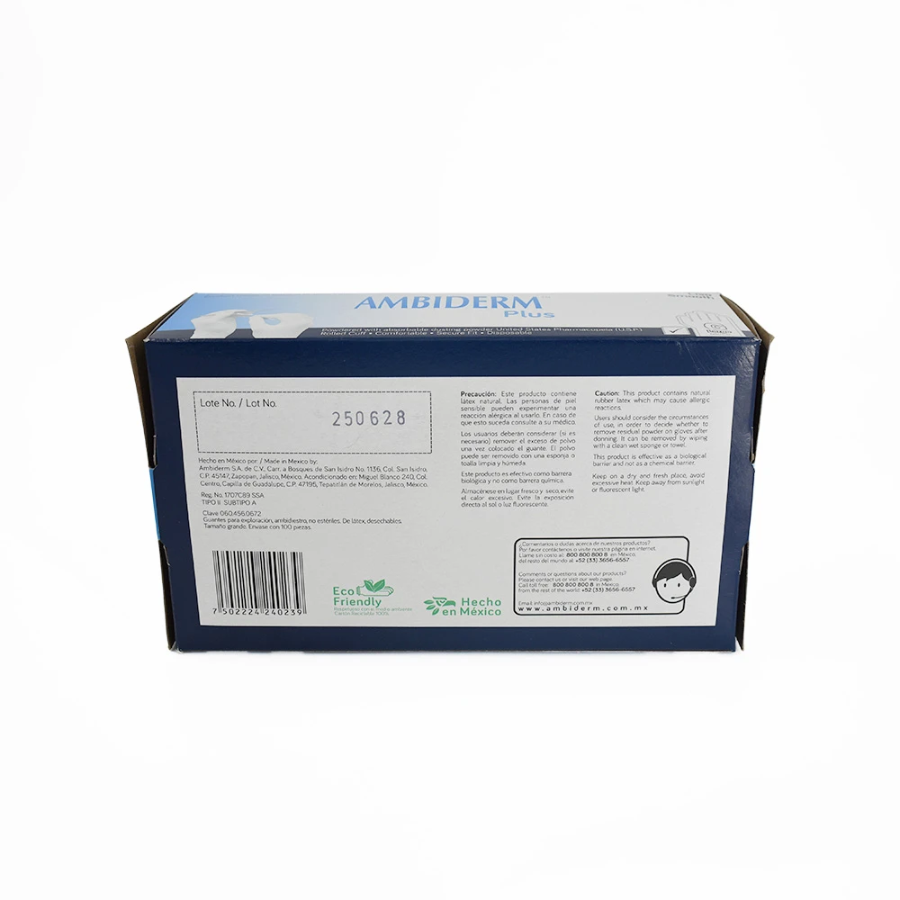 Guante de Latex Plus Ambiderm No Estéril Grande Con 100 Pzas - Imagen 4