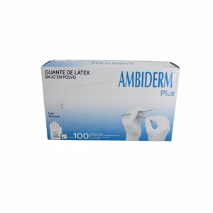 Guante de Latex Plus Ambiderm No Estéril Mediano Con 100 Pzas