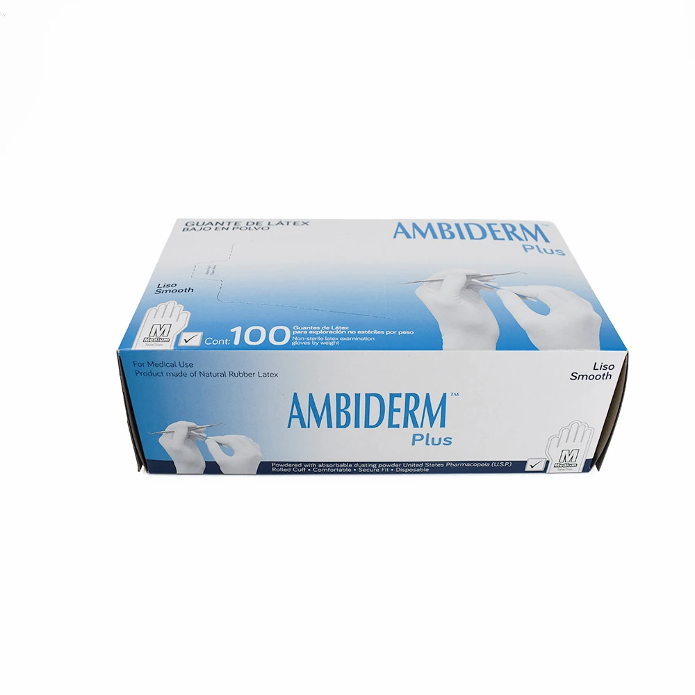 Guante de Latex Plus Ambiderm No Estéril Mediano Con 100 Pzas - Imagen 2
