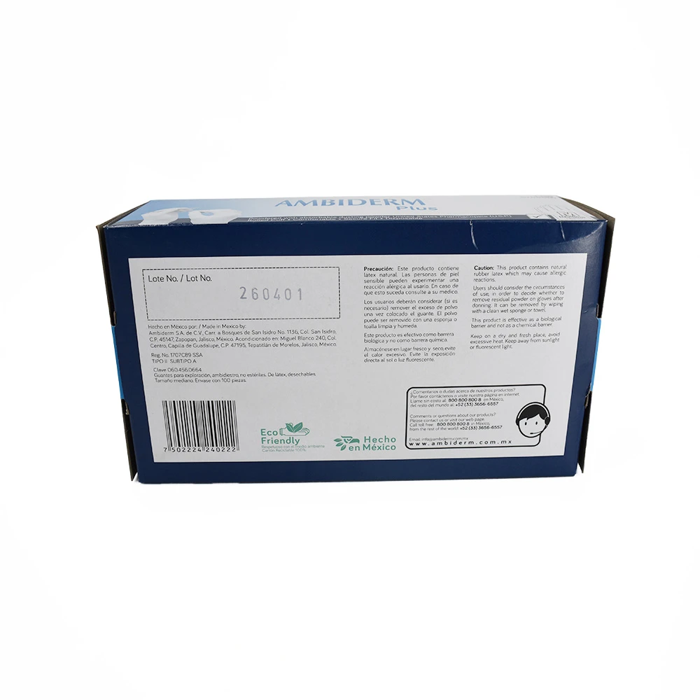 Guante de Latex Plus Ambiderm No Estéril Mediano Con 100 Pzas - Imagen 4