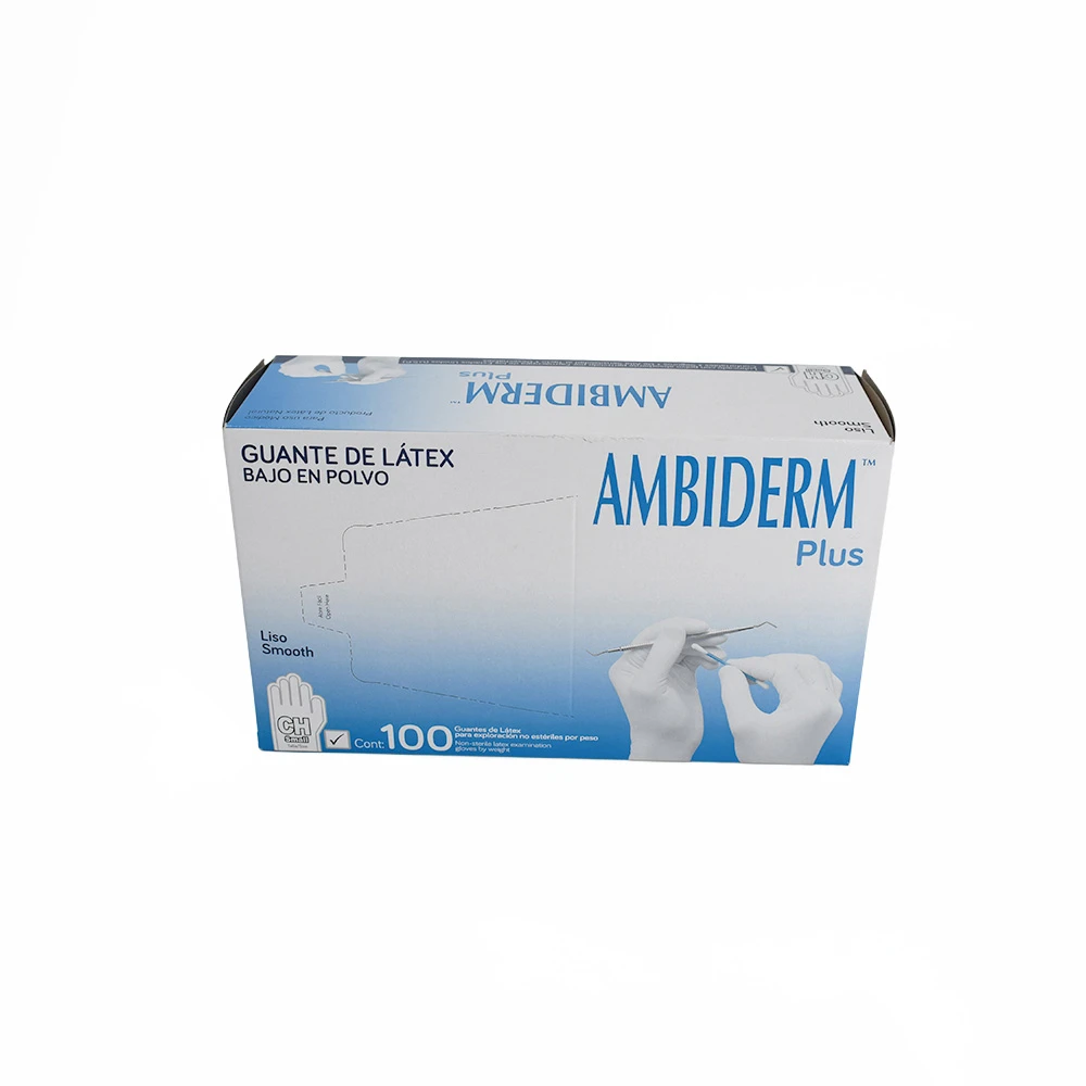 Guante de Latex Plus Ambiderm No Estéril Chico Con 100 Pzas