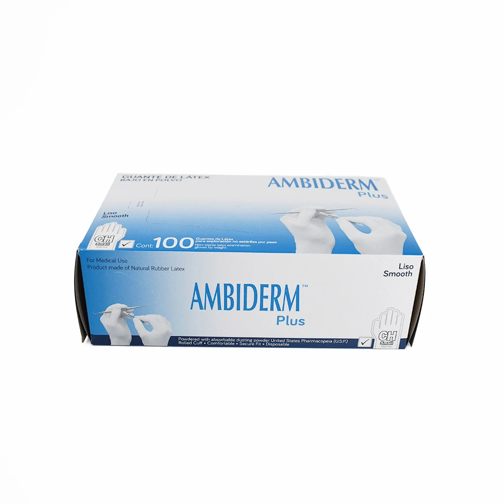 Guante de Latex Plus Ambiderm No Estéril Chico Con 100 Pzas - Imagen 2
