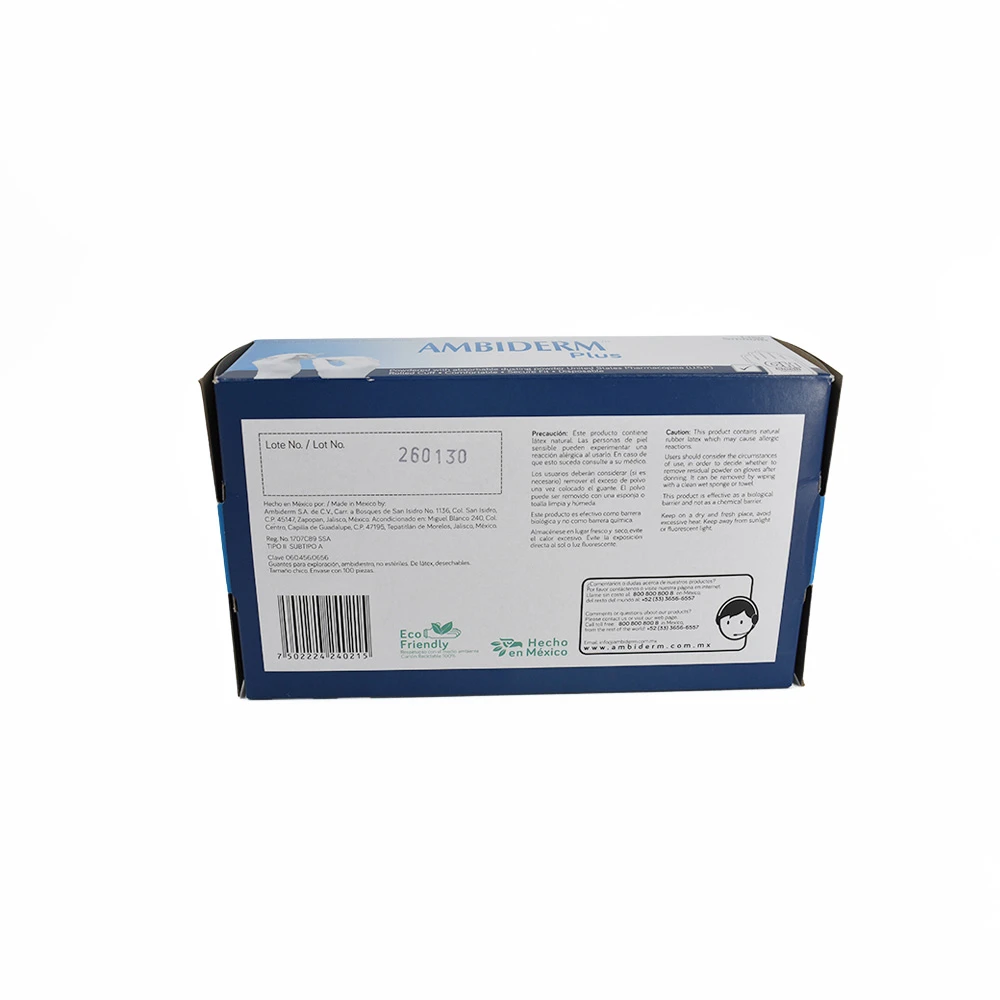 Guante de Latex Plus Ambiderm No Estéril Chico Con 100 Pzas - Imagen 4