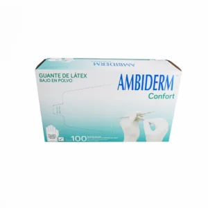 Guante de Latex Confort Ambiderm Natural Talla Xs Con 100 Pzs