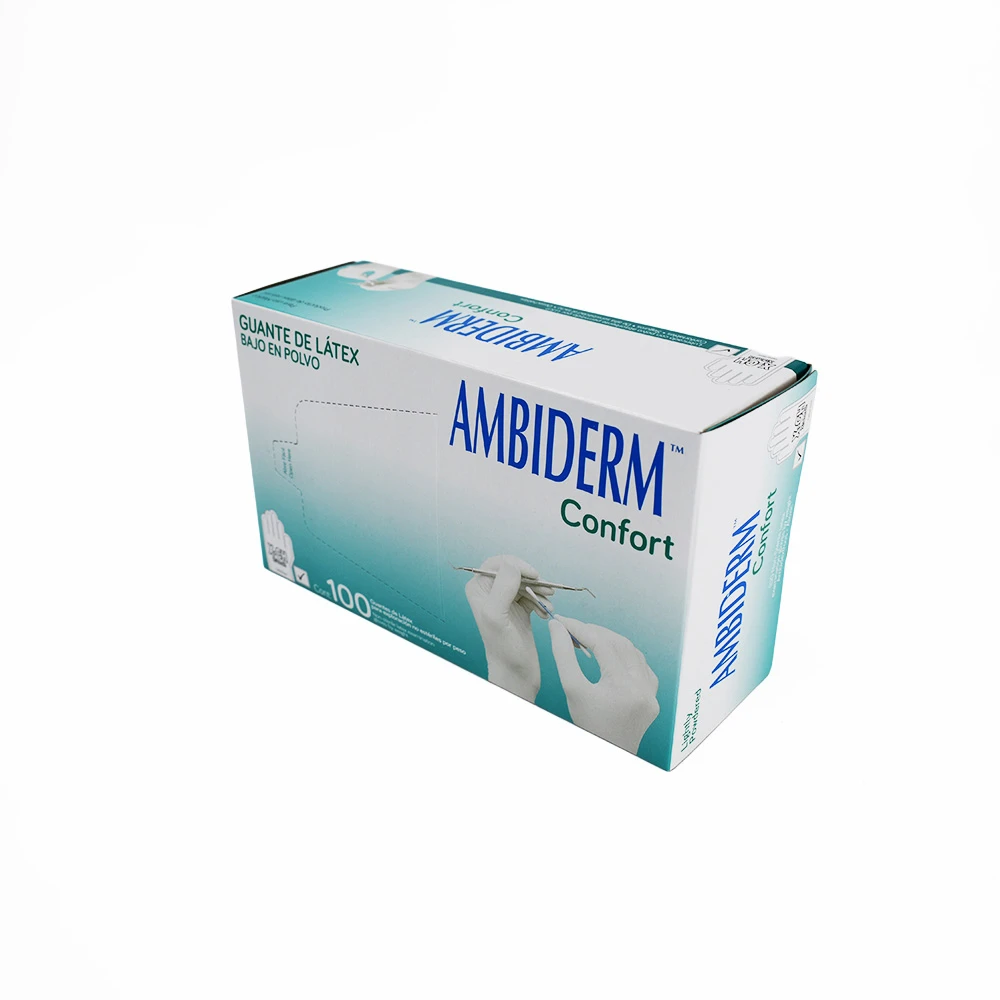 Guante de Latex Confort Ambiderm Natural Talla Xs Con 100 Pzs - Imagen 2