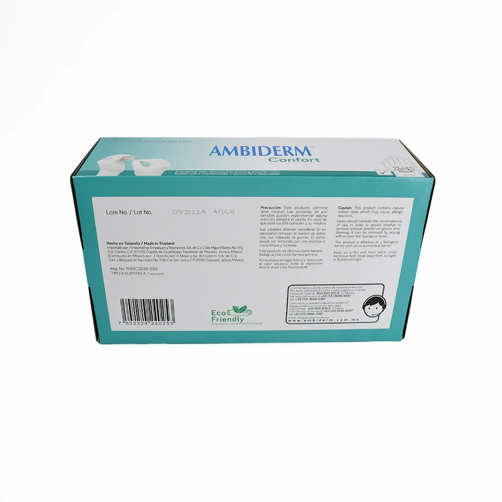 Guante de Latex Confort Ambiderm Natural Talla Xs Con 100 Pzs - Imagen 4
