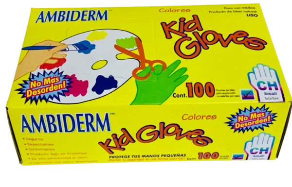 Guantes Kid Gloves chico – Ambiderm – 100 piezas – empaque colorido