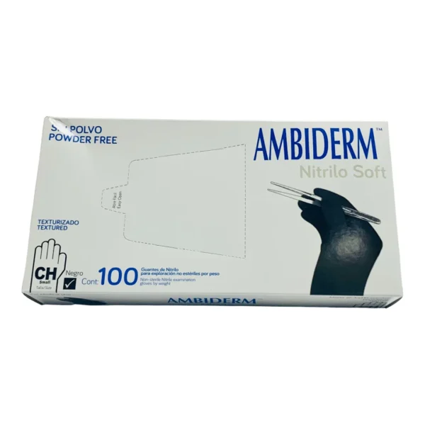 Guante nitrilo soft negro no estéril Ambiderm – CH – 100 piezas