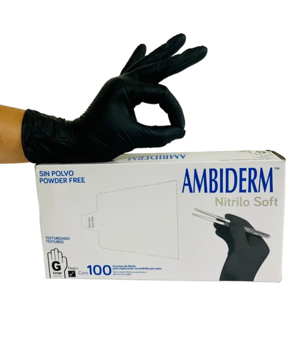 Guante nitrilo soft negro no estéril GDE – Ambiderm – 100 piezas