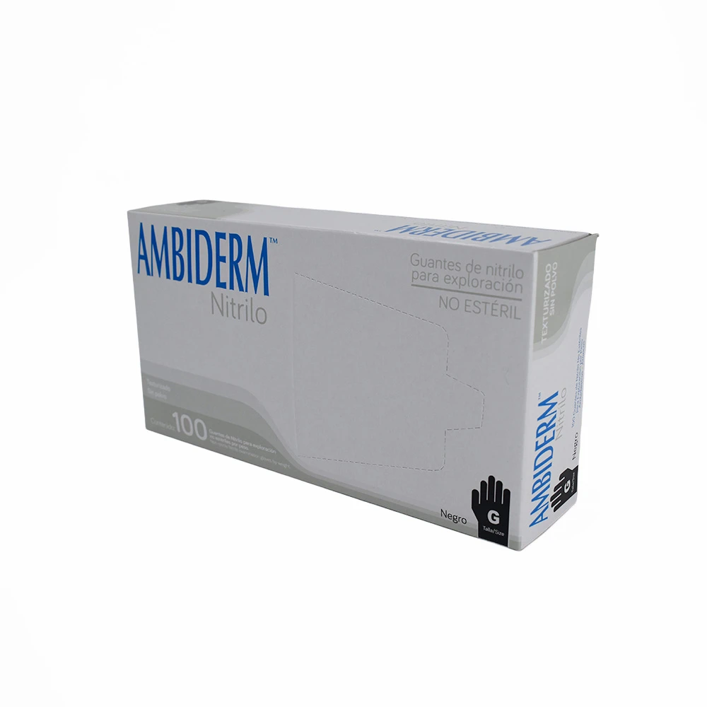 Guante Nitrilo Soft Negro Ambiderm No Estéril Grande 100 pzas - Imagen 2