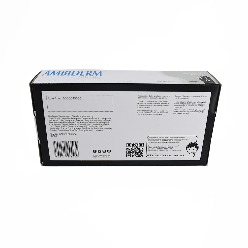Guante Nitrilo Soft Negro Ambiderm No Estéril Grande 100 pzas - Imagen 4
