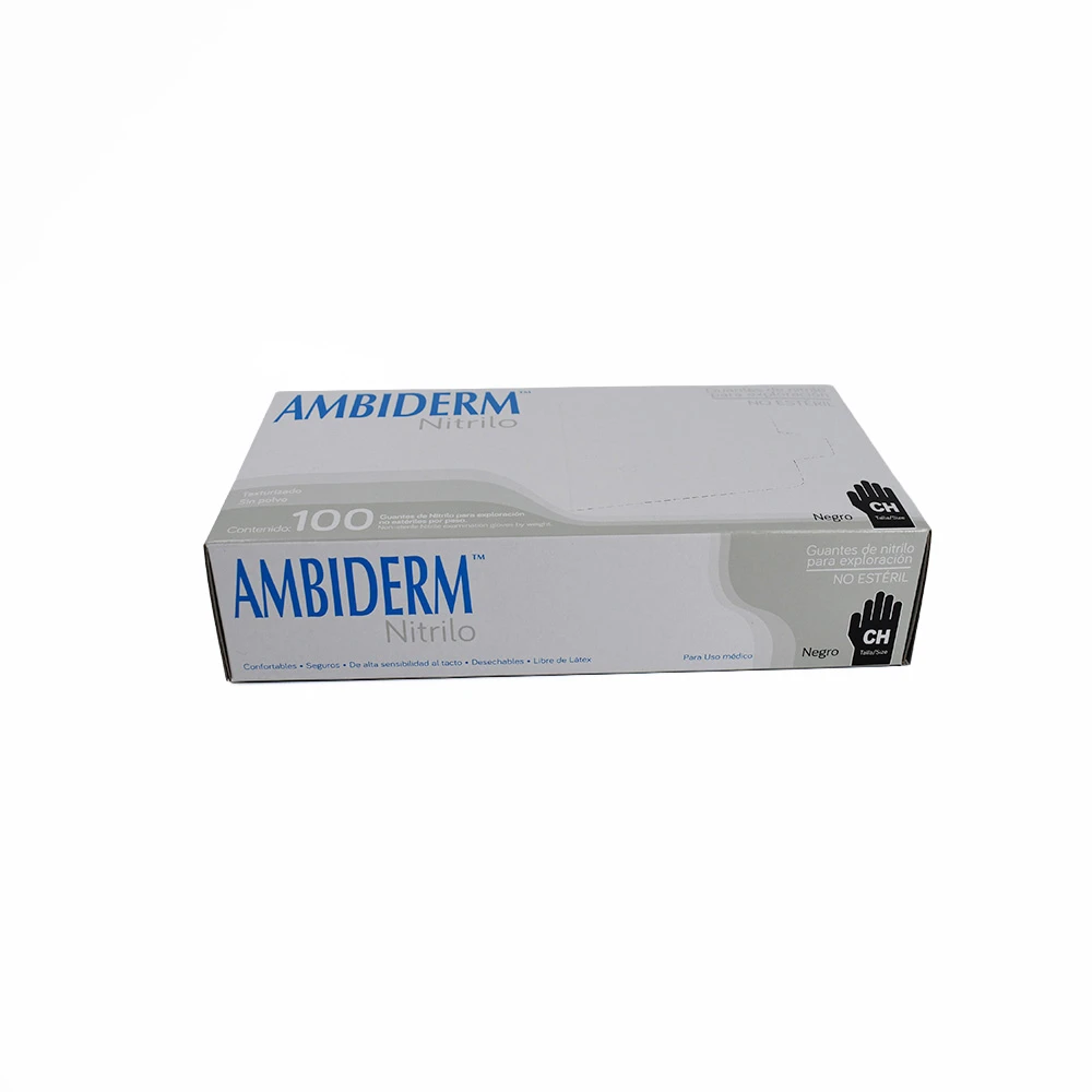 Guante Nitrilo Soft Negro Ambiderm No Estéril Chico 100 Pzas - Imagen 2