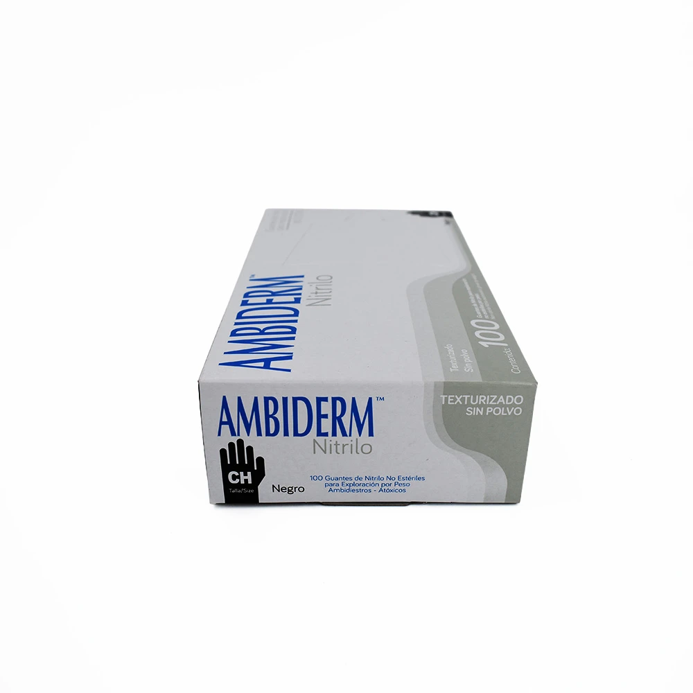 Guante Nitrilo Soft Negro Ambiderm No Estéril Chico 100 Pzas - Imagen 4