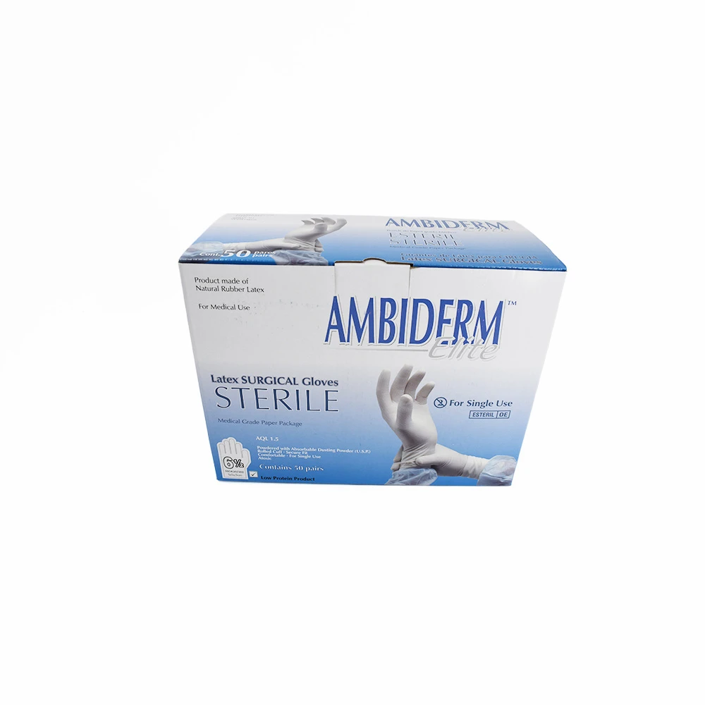 Guantes Látex Estéril Ambiderm Cirujano #6.5 Caja C/50 Pares - Imagen 2
