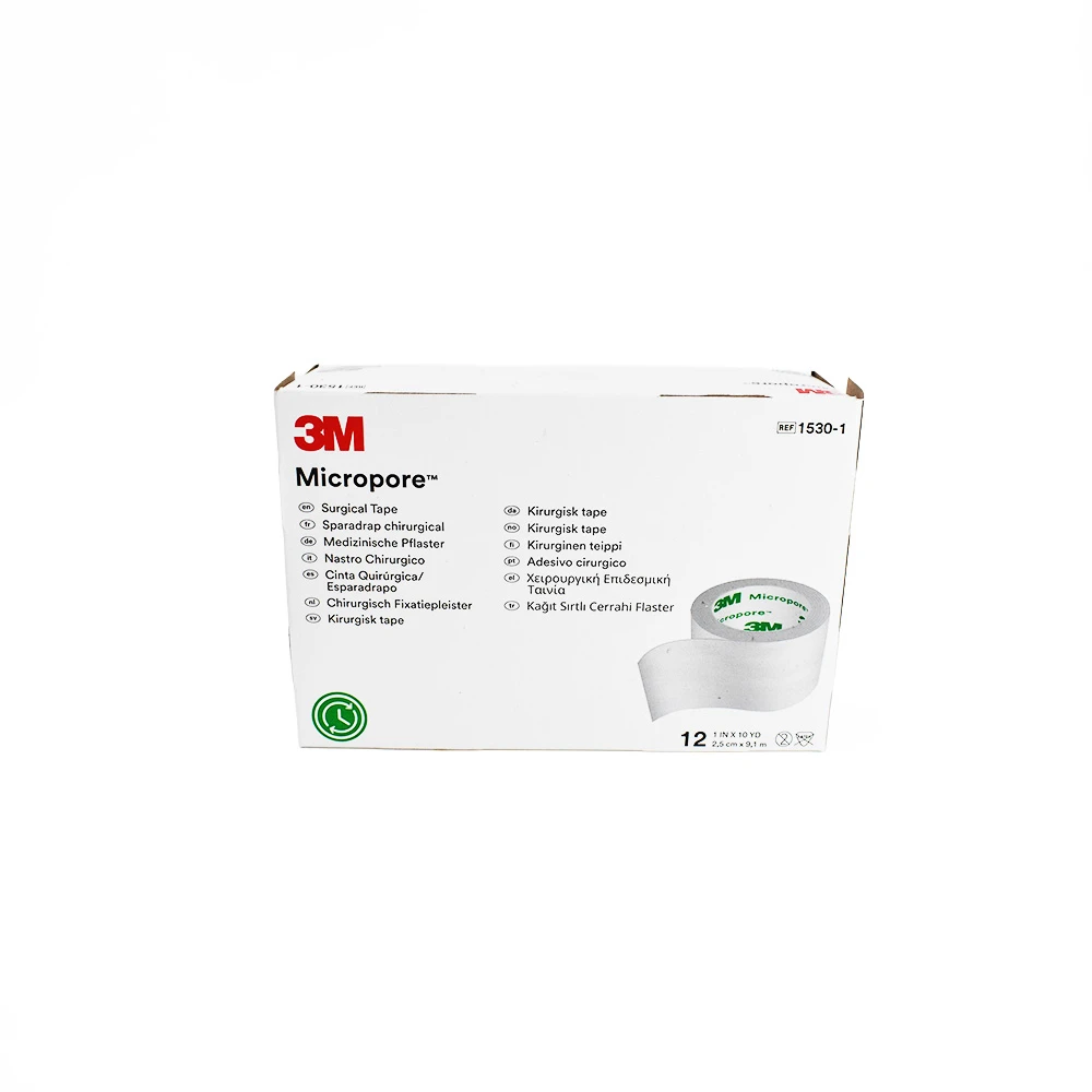 3M Micropore™ Cinta Quirúrgica de Papel – 2.5 cm × 9.1 m (Caja con 12 rollos)