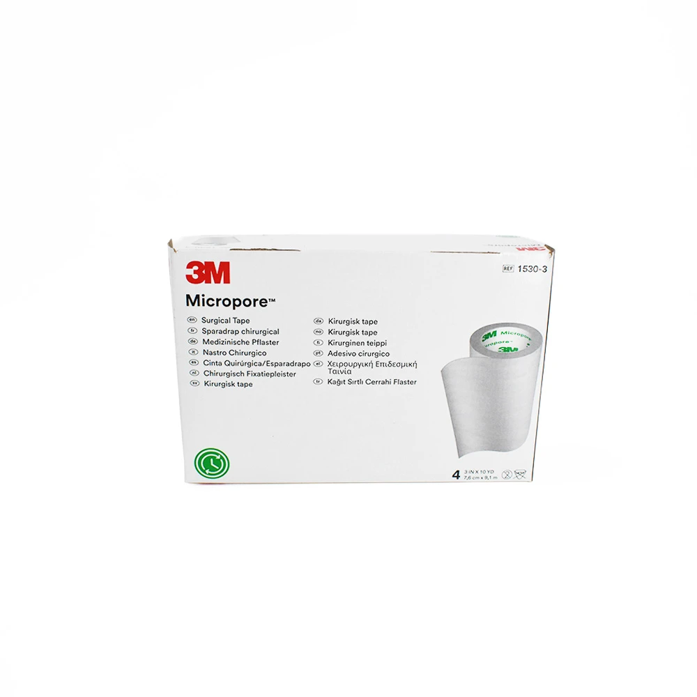 3M Micropore™ Cinta Quirúrgica de Papel – 7.6 cm × 9.1 m (Caja con 4 rollos)