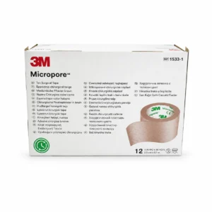 3M Micropore™ Cinta Quirúrgica Color Piel – 2.5 cm × 9.1 m (Caja con 12 rollos)
