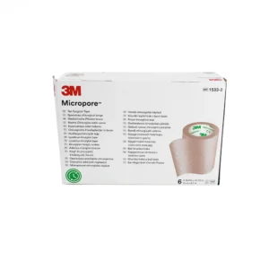 Cinta Micropore Color Piel Marca 3M 5.0 cm 2 In Caja con 6 Rollos