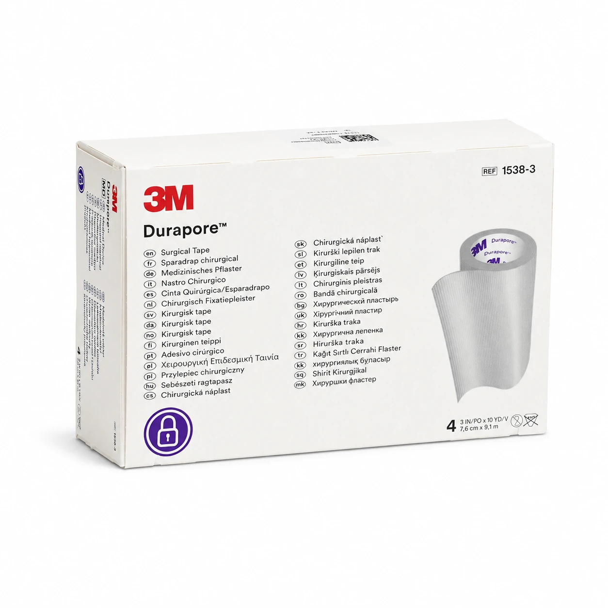 3M Durapore™ Cinta Quirúrgica de Tela – 7.6 cm × 9.1 m (Caja con 4 rollos) - Imagen 3