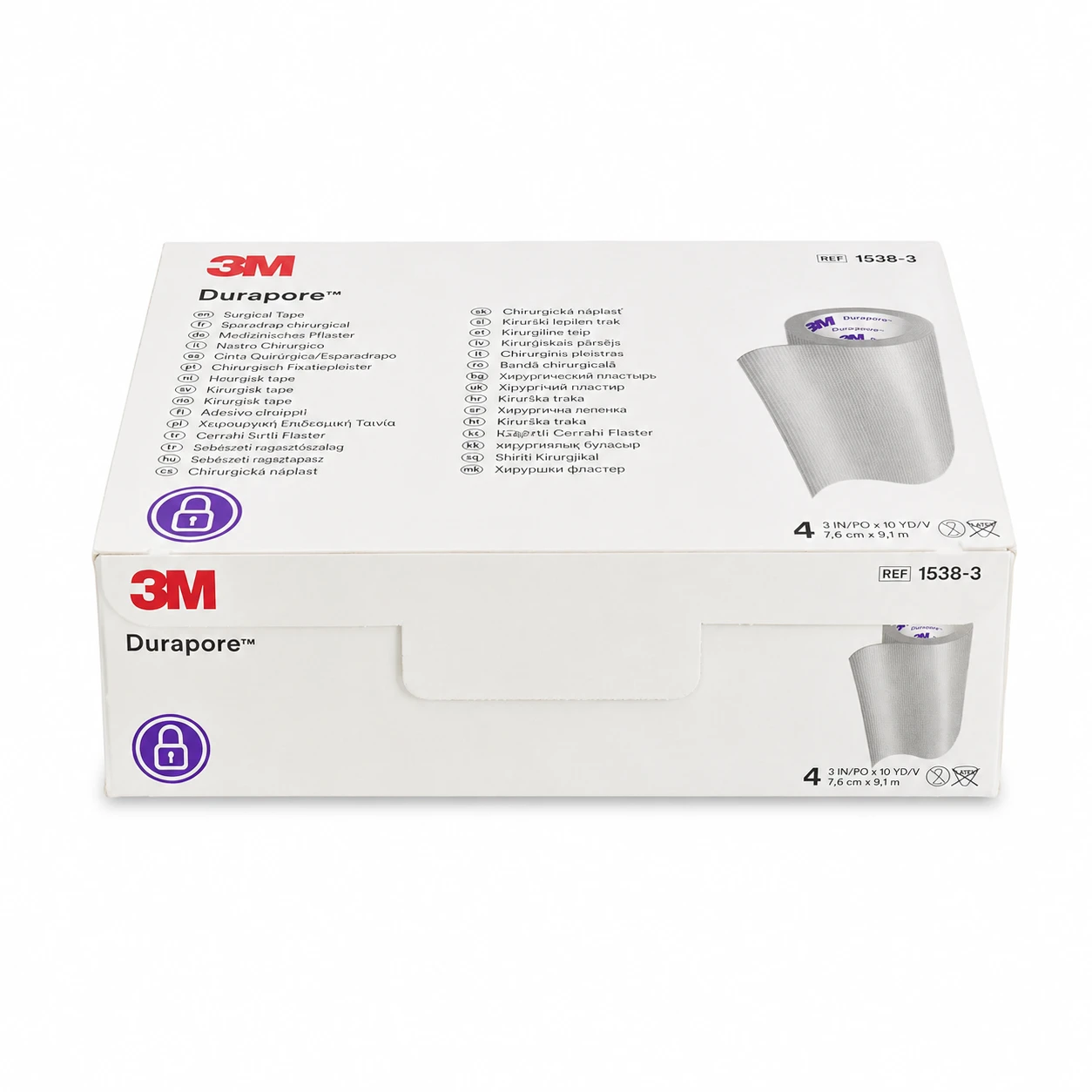 3M Durapore™ Cinta Quirúrgica de Tela – 7.6 cm × 9.1 m (Caja con 4 rollos) - Imagen 4