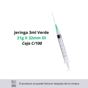 Jeringa 3Ml 21X32 Verde C/100 Dl