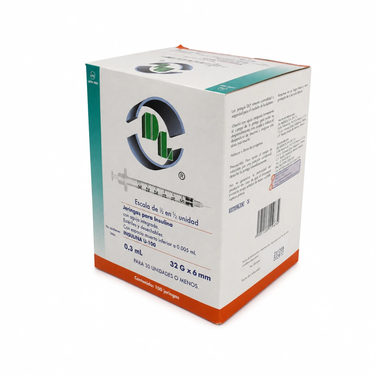 Jeringa Para Insulina Aguja 31 G X 6 Mm De 0.3 Ml Caja C/100 Capacidad En Volumen 0.3 Ml - Imagen 2