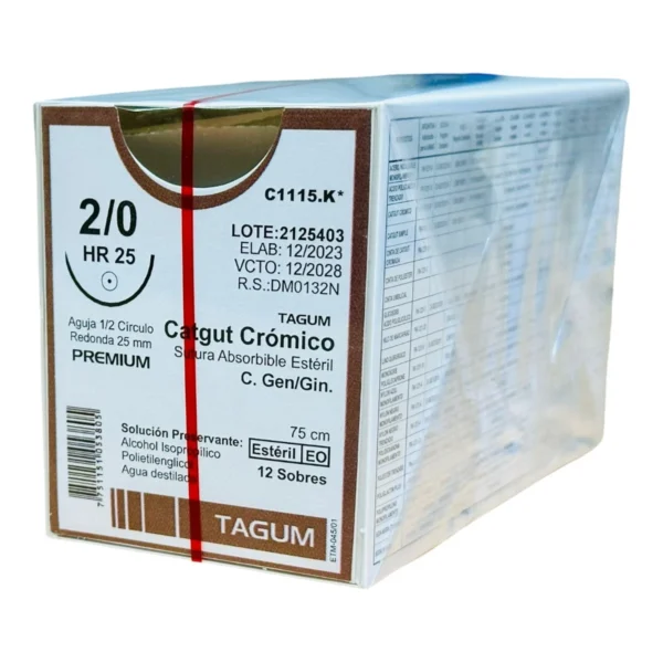 Catgut Crom 2-0 25Mm 1/2 Ah 75Cm Cj Tg - Imagen 2