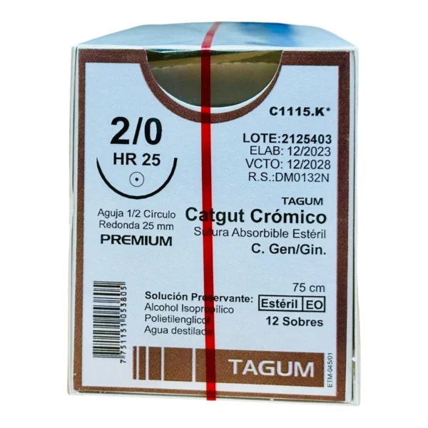 Catgut Crom 2-0 25Mm 1/2 Ah 75Cm Cj Tg - Imagen 3