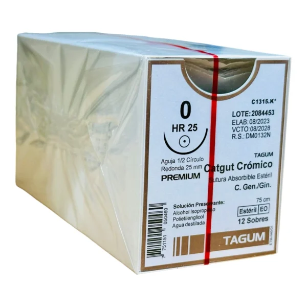 Catgut Crom 0 25Mm 1/2 Ah 75Cm Cj Tg - Imagen 2