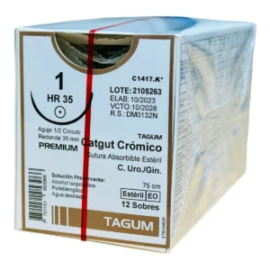 Catgut Crom 1 35Mm 1/2 Ah 75Cm Cj Tg