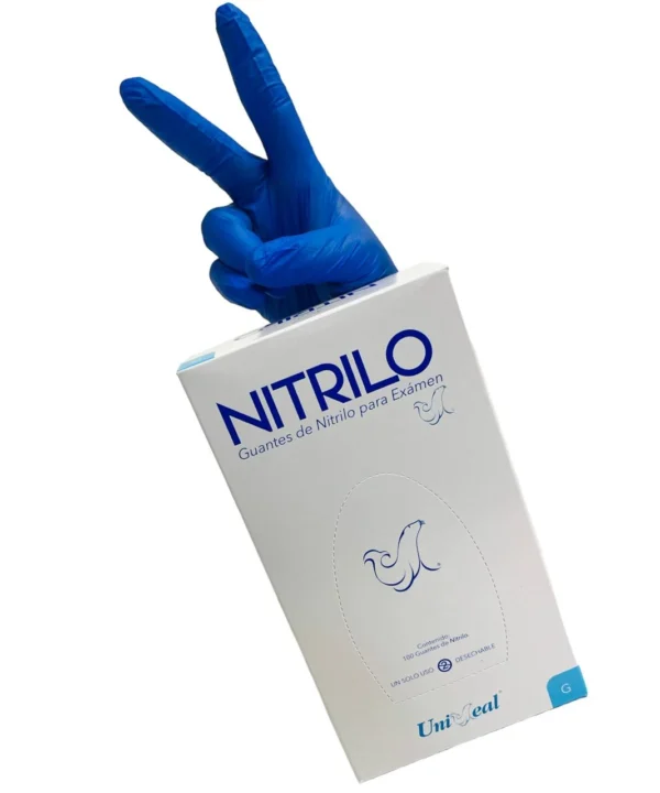 Guante Nitrilo Tex. Azul Cob Gde Uniseal - Imagen 2