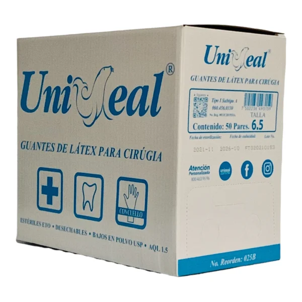 Guante P/Cirujano #6.5 Uniseal Azul C/50