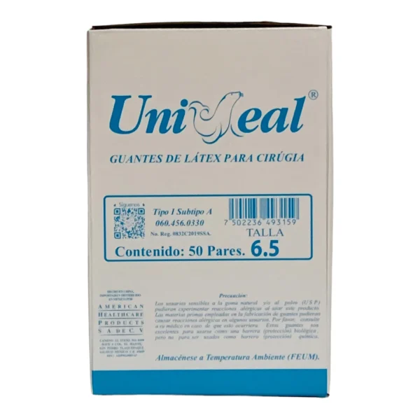 Guante P/Cirujano #6.5 Uniseal Azul C/50 - Imagen 3