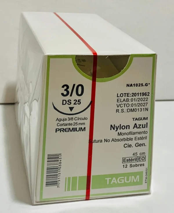Sutura nylon 3-0 aguja 25 mm 3/8 cortante | Caja c/12 Genérico - Imagen 3