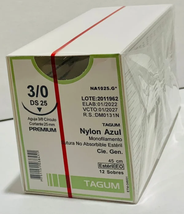 Sutura nylon 3-0 aguja 25 mm 3/8 cortante | Caja c/12 Genérico - Imagen 4