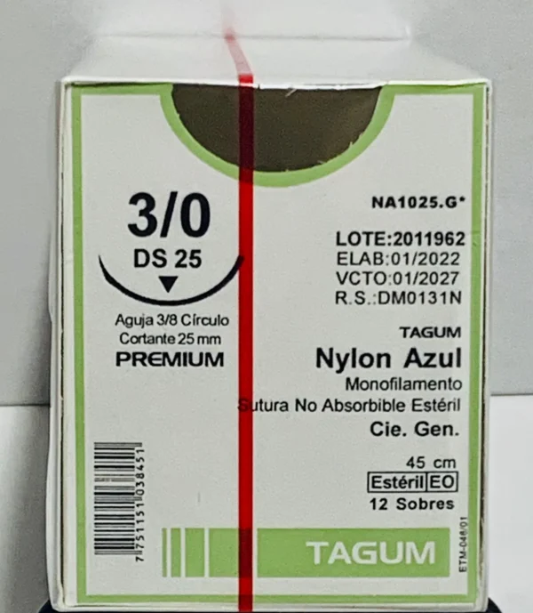 Sutura nylon 3-0 aguja 25 mm 3/8 cortante | Caja c/12 Genérico - Imagen 6