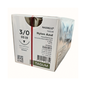 Sutura nylon 3-0 aguja 19 mm 3/8 cortante | Caja c/12 Genérico