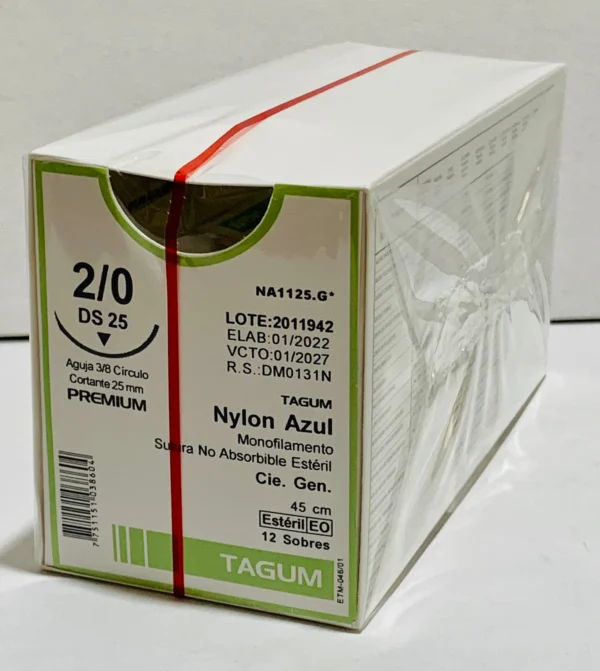 Sutura nylon 2-0 aguja 25 mm 3/8 cortante | Caja c/12 Tagum - Imagen 2