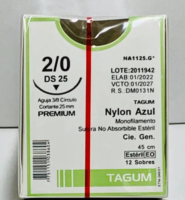 Sutura nylon 2-0 aguja 25 mm 3/8 cortante | Caja c/12 Tagum - Imagen 6
