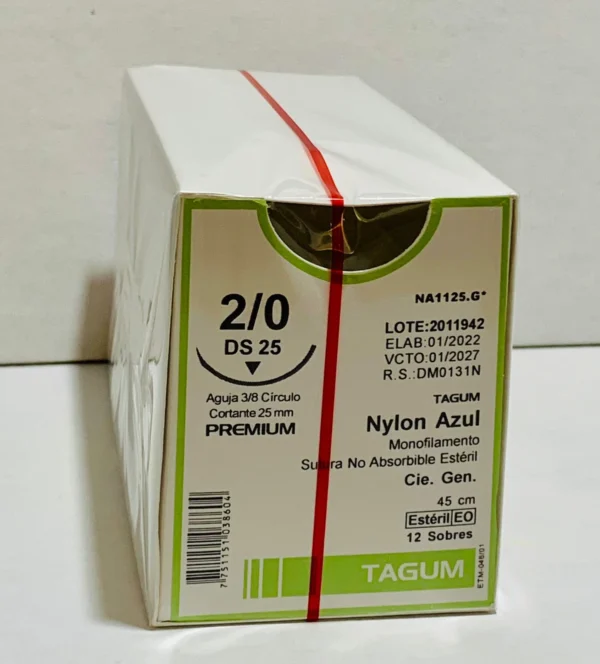 Sutura nylon 2-0 aguja 25 mm 3/8 cortante | Caja c/12 Tagum - Imagen 3