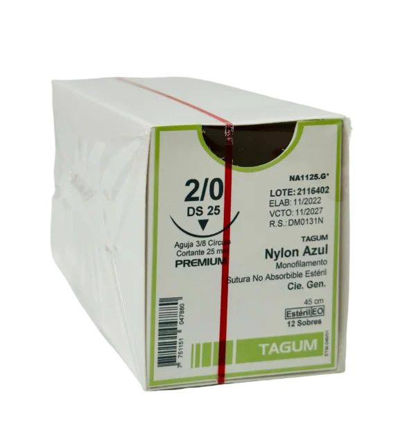 Sutura nylon 2-0 aguja 25 mm 3/8 cortante | Caja c/12 Tagum - Imagen 4