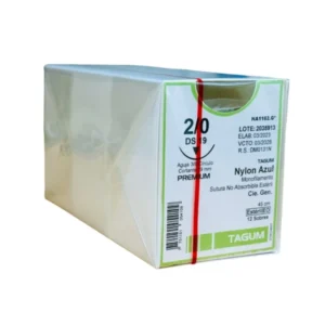 Sutura nylon 2-0 aguja 19 mm 3/8 cortante | Caja c/12 Genérico