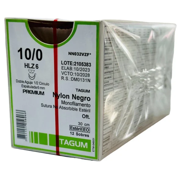 Sutura nylon 0-0 3/8 cortante | Caja c/12 Genérico - Imagen 2
