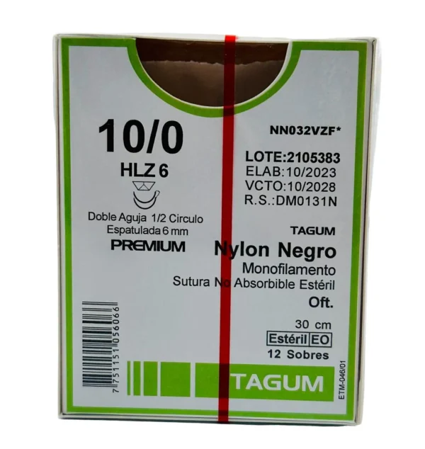 Sutura nylon 0-0 3/8 cortante | Caja c/12 Genérico