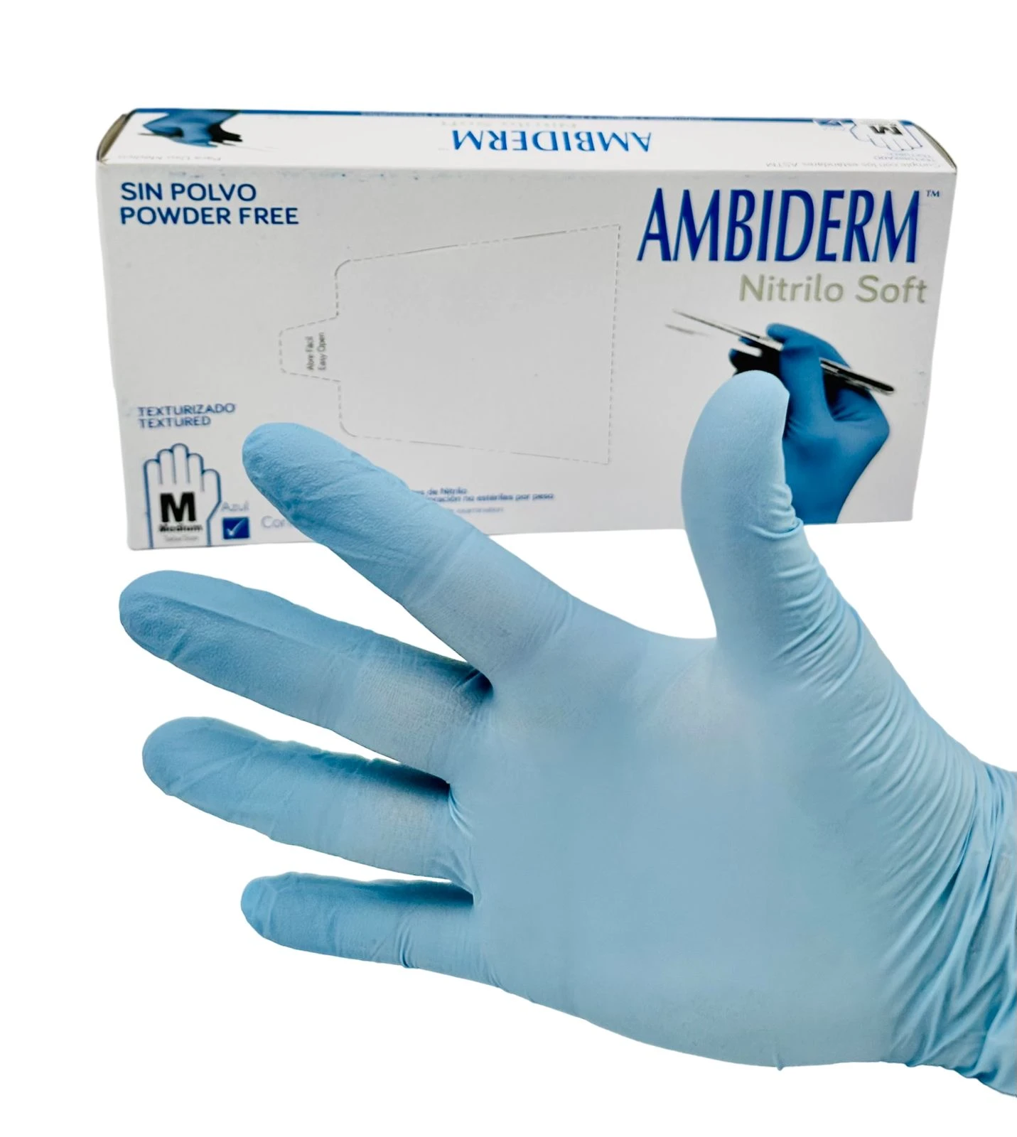 Guante Nitrilo Azul Ambiderm No Estéril Mediano Caja 100 Pzs - Imagen 5